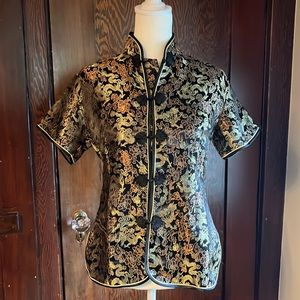 Pure silk Plum Blossom embroidered button down